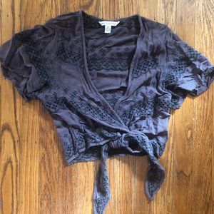 American Eagle Blue Tie-Front Top